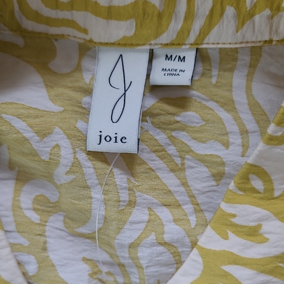 Joie Yellow & White Floral Print Cropped Camp Shirt w/ Tie Hem - Size M - Picture 7 of 9